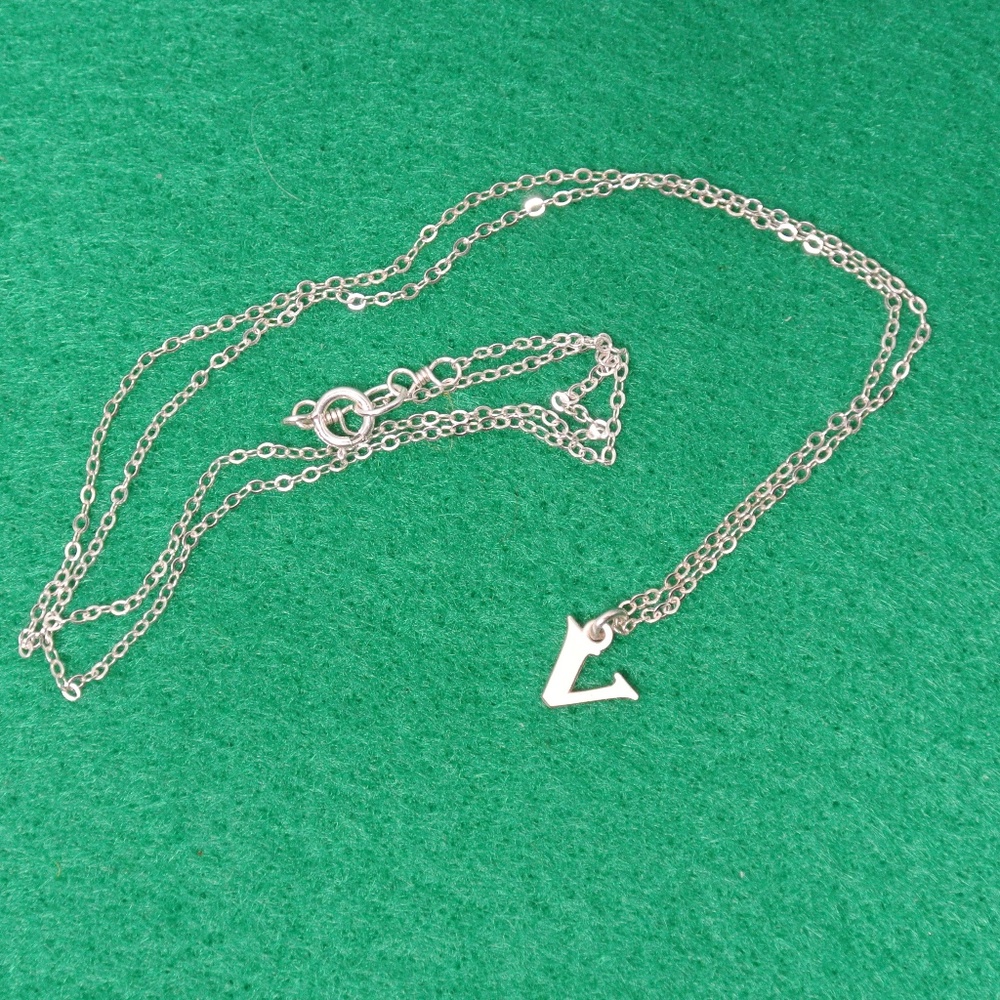 Sterling Letter V Necklace